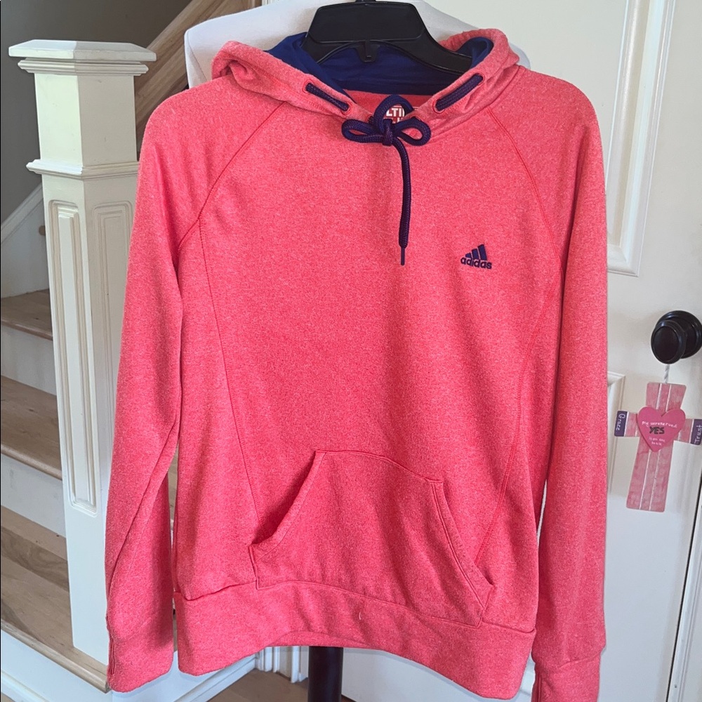 Adidas Ultimate Hoodie Coral Navy Blue Trim